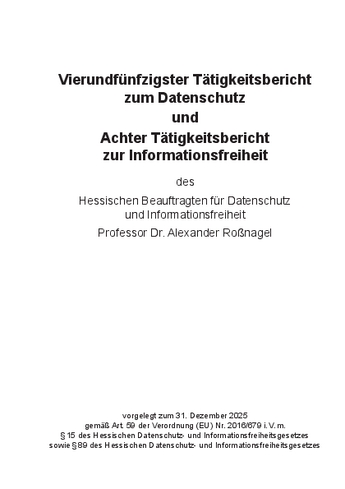 54. Tätigkeitsbericht Hessen LfD 2025