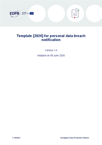EDPB: Template for personal data breach notification
